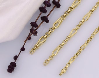 14k Gold Barleycorn Chain & Rolo Chain Necklace | Retro Wheat Chain w/ Rolo Links, 4mm Chain Necklace, Layering Necklace, Anniversary Gift