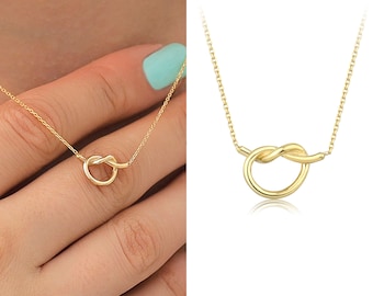 Knot Shaped Minimal Circle Necklace | 14k Gold Rope Love Symbol Pendant, Minimalist & Elegant Design, Valentine's Day Gift, Gift for Her