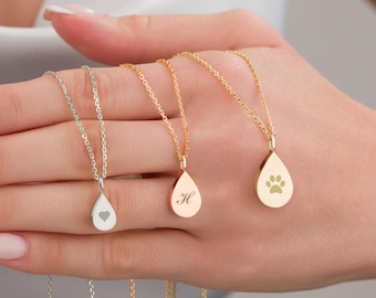 14k Gold Teardrop Urn Necklace | Flat Ash Holder Cremation Memorial Pendant