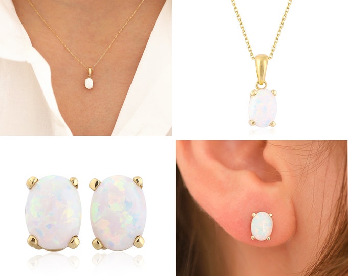 14K Gold White Opal Necklace | Creativity Jewelry, High-Quality Gemstone Necklace, Emotional Balance Stone, Minimal Necklace, Prom Gift
