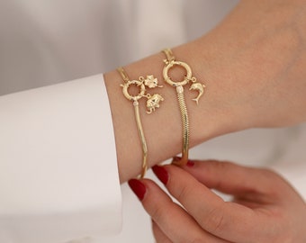 Dijes de oro de 14k para pulsera y collar Dijes de corazón