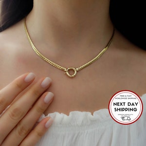 Sailor Lock Herringbone Chain Necklace | 14k Gold Thick Flat Snake Chain Necklace, Cuban Link Necklace, Heavy Fine Jewelry, anniversary gift