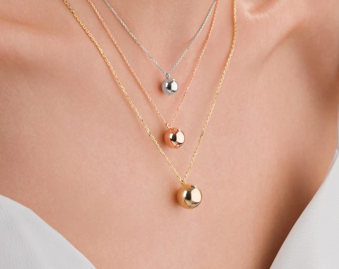 14k Gold Ball Urn Necklace | Cremation Ash Holder Engravable Memorial Pendant