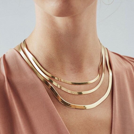 14k Gold Snake Herringbone Chain 14k 