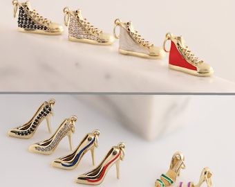 14k Gold Charms for Necklaces & Bracelets | Clover, Heels, Shoe, Mask, Luck Charms