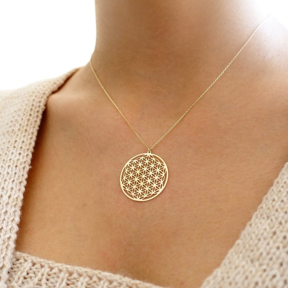 Flower of Life Six Petals Gold Pendant 