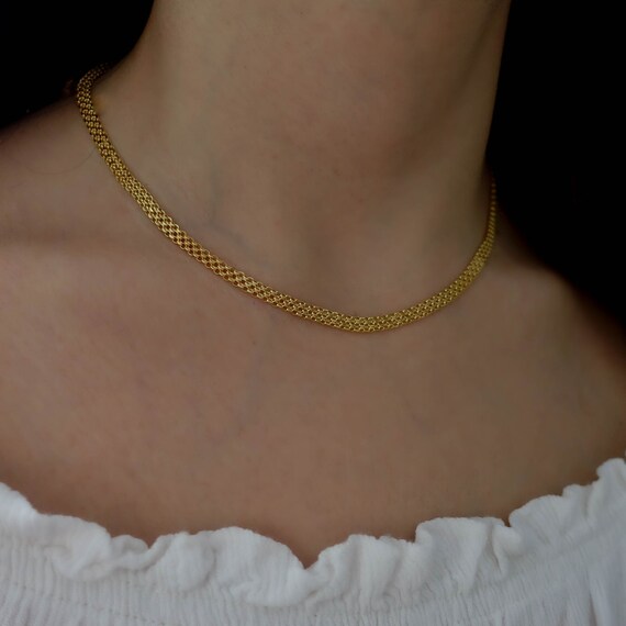 14k Gold Knit Mesh Chain Necklace 