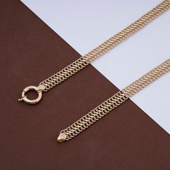 14K Gold 8mm Vienna Chain | Sailor Lock Clasp Bold Necklace, Double Curb Design Twist Chain, Thick Chain, Anniversary Gift | Gift for Her 14K Gold 8mm Vienna Chain | Sailor Lock Clasp Bold Necklace, Double Curb Design Twist Chain, Thick Chain, Anniversary Gift | Gift for Her