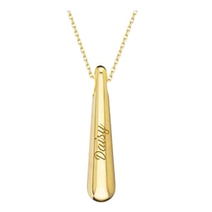 2025 New Design | 14k Gold Long Teardrop Ash Holder Necklace | Custom Engraving Cremation Horn Necklace, Keepsake for Human Ash & Pet Hair