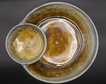 Hand-crafted Bowl within a Bowl Ceramic Serving Dish