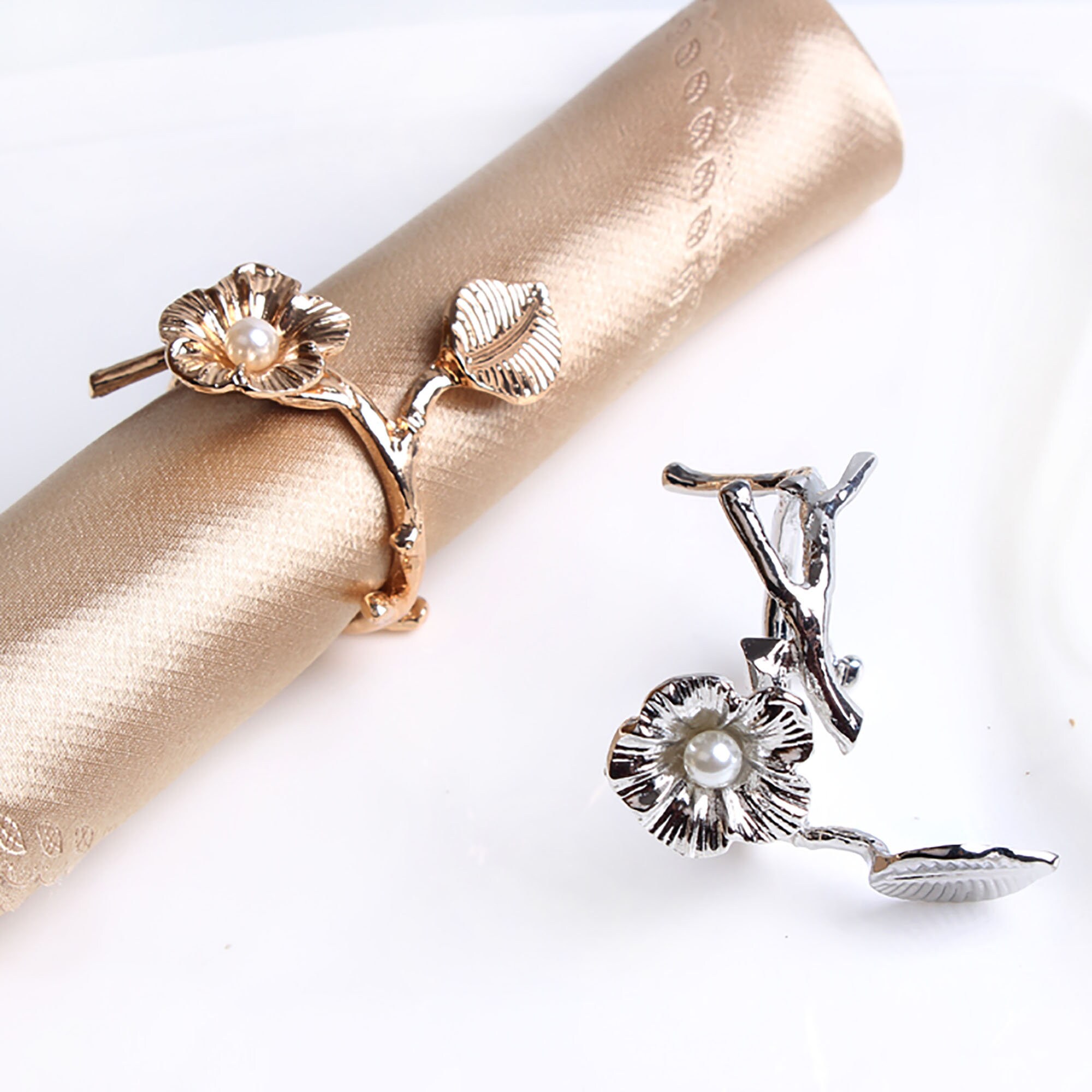Napkin Rings Twig with Pearl Napkin Holder Rings for Etsy