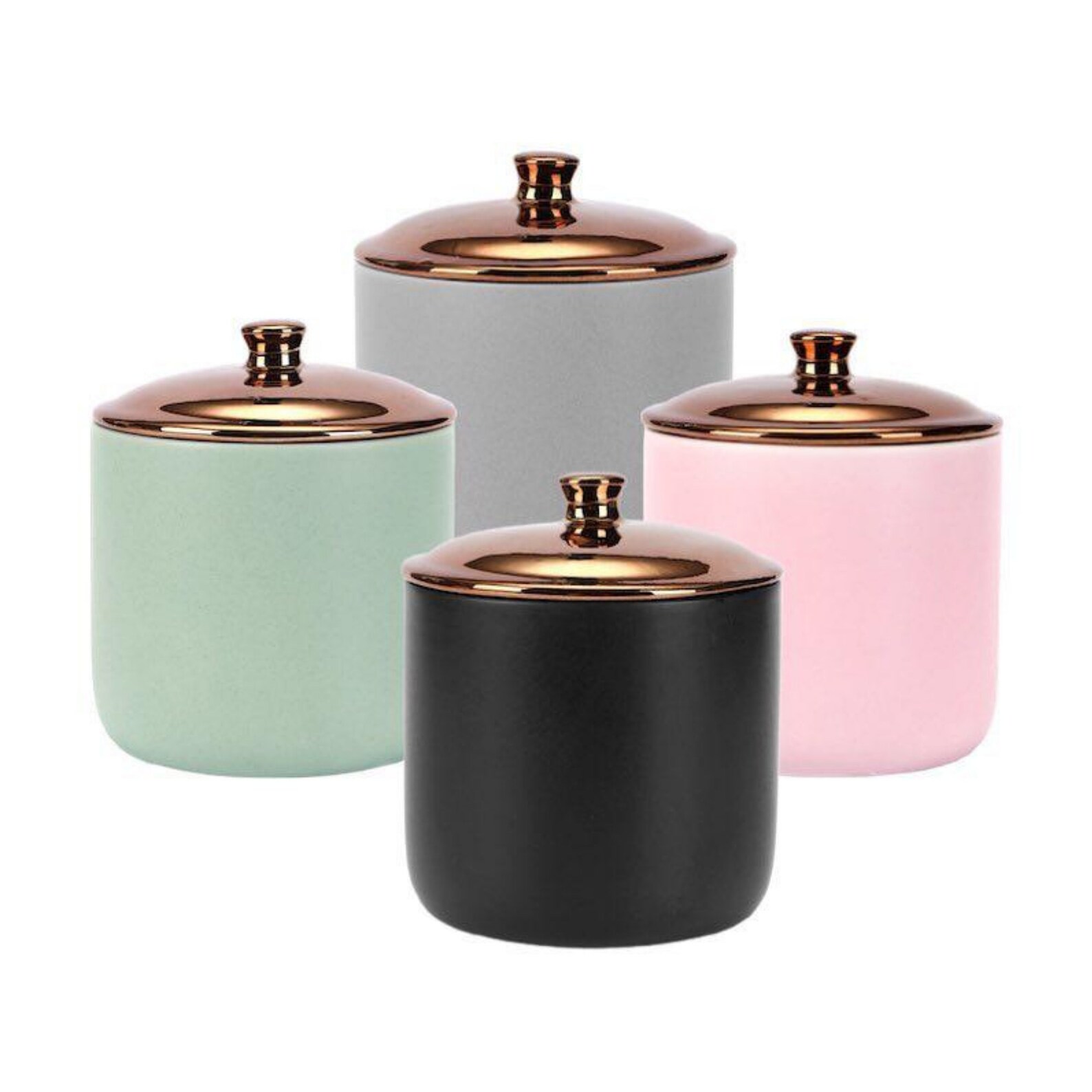 Ceramic Candle Jar Empty 13oz With Copper Lid Black Light Grey Etsy