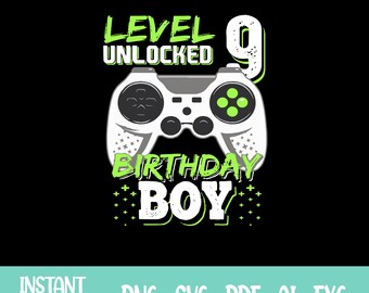 9th Birthday Shirt Svg Diy Gaming Gift Level 9 Unlocked Svg Cricut And Silhouette Cut Files Ninth Birthday Png Video Game Birthday Drawing Illustration Art Collectibles Dolphinchat Ai