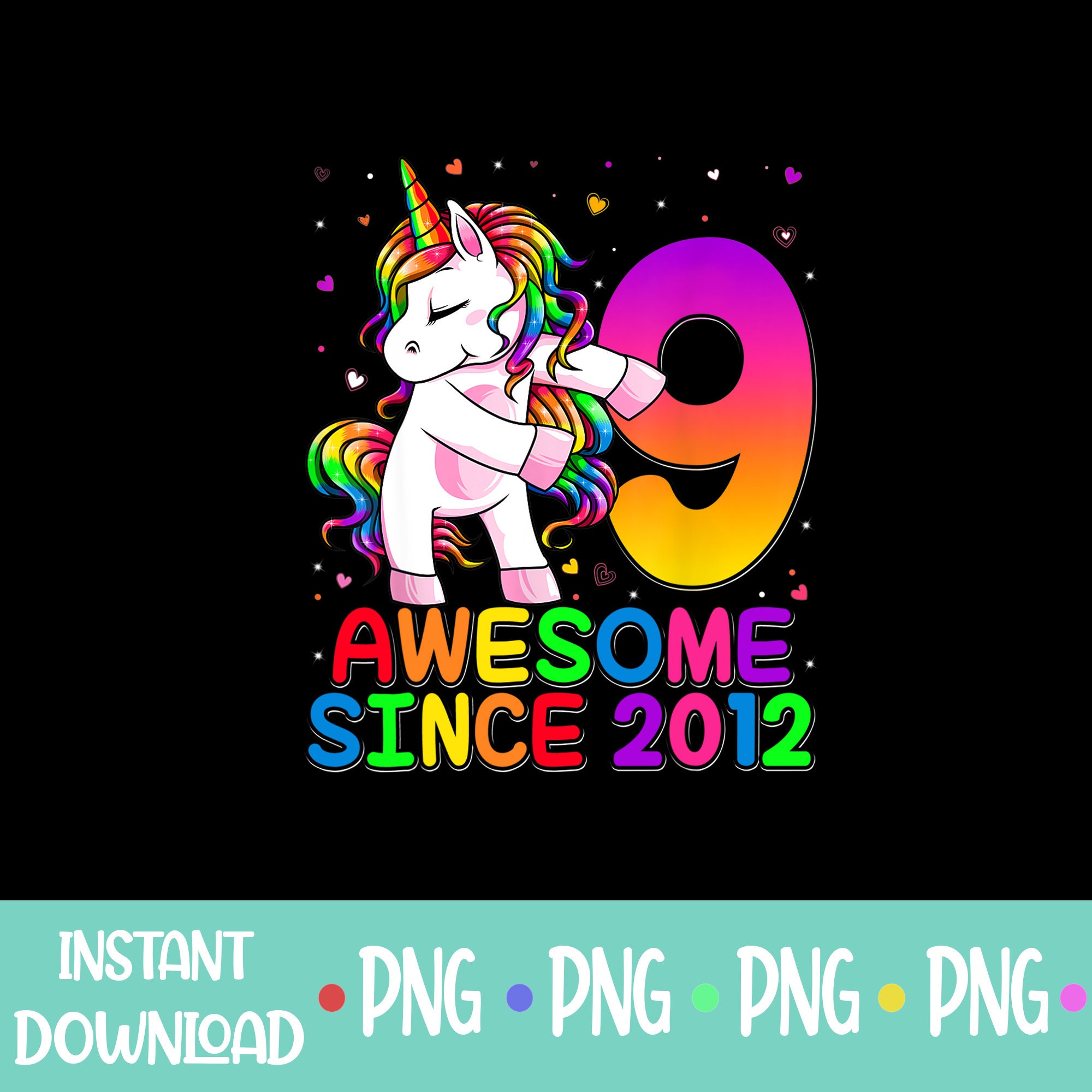 9th Birthday unicorn Unicorn Flossing 9 Years Old Unicorn | Etsy