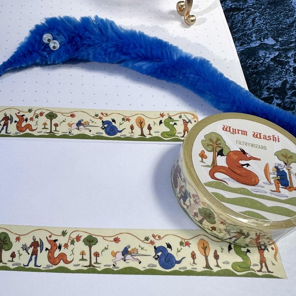 Worm on a string Knights fighting Wyrms washi tape