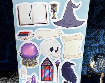 Spooky Wizard Sticker sheet journal decoration