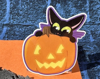 Black Cat and Pumpkin 3" Vinyl Halloween sticker