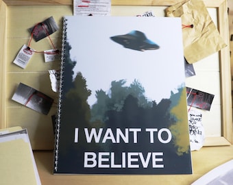 I want to believe inspired 8.5”x 11” handmade notebook: