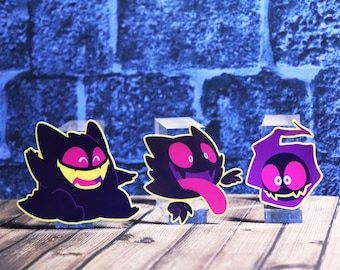 Crayon Gengar Evolution die cut vinyl sticker pack: