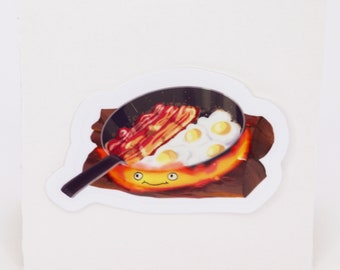 Calcifer Frühstück, das wandelnde Schloss 3"Vinyl Aufkleber