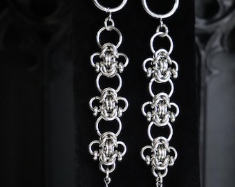 Siren Stainless Steel and Freshwater pearl earrings in Black