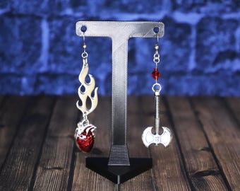 Burning Heart barbarian inspired Earrings: