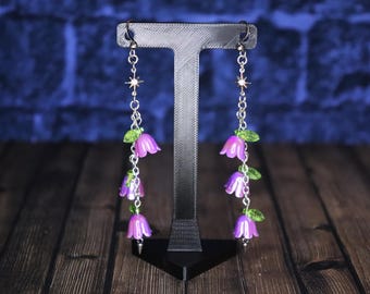 Night Orchid Dangle flower and star earrings: