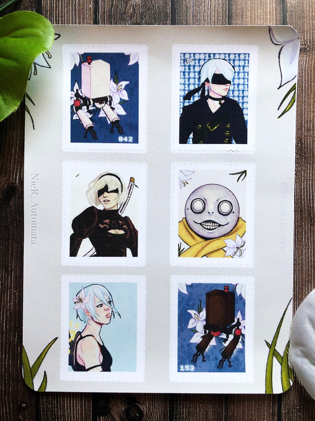 Nier Automata Stamp Inspired Weatherproof Stickers for Bujo, Journal