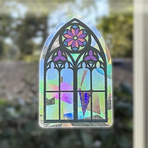 4” Stained Glass Gothic window Rainbow prism suncatcher decal