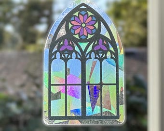 10 cm Stained Glass Gothic Fenster Regenbogen Prisma Suncatcher Aufkleber