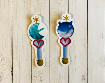 Sailor Uranus Sailor Neptune transformation wands matching Vinyl stickers set/ Sailor Moon/ Anime/Cute