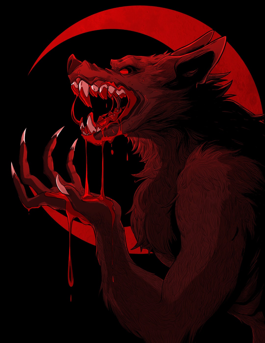 8.5 by 11 Inch Werewolf Dark Fantasy Matte Art Print - Etsy, image size:1080x1398