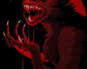 8.5 by 11 inch Werewolf dark fantasy Matte Art Print