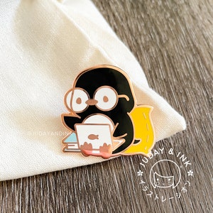 Nerdy Penguin Pin | Kawaii Nerd Penguin Pin | Work from Home Pin