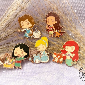 Pokeprincess Pins | Mulan and Yamper | Ariel and Corphish | Belle and ...