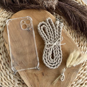 Practical macrame cell phone chain in a braided pattern