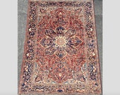 Antique Heriz Rug, 100 Wool Carpet (350cmx254cm) Traditional Persian Handmade Oriental Carpet, Decorative Organic Clean Rug. Item 94