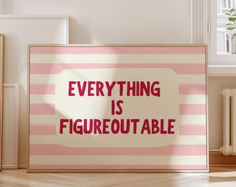 Everything Is Figureoutable Print: Funky Retro Mental Health Poster (Digital Download)