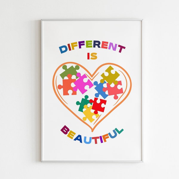 ADHD Neurodiversity Poster,Different is Beautiful Print,Celebrate The Spectrum,therapy teen mental health,Autism Awareness Resource Equality