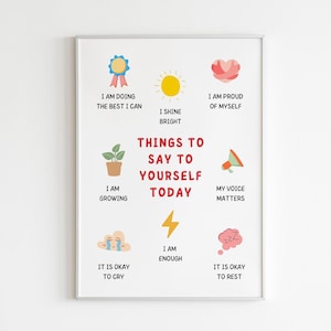 Things to Say Positive Affirmation Poster Growth Mindset Mental Health Art,Counselor Room Therapist Decor,Calming Corner,Anxiety Relief CBT
