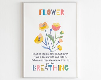 Flower Breathing Print: Calming Activity, Anxiety Relief (Digital Download)