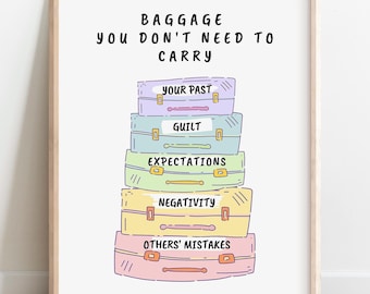 Mental Health Print, Baggage Claim Art, Therapy Office Decor (Digital Download)
