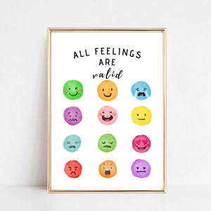 Feelings Poster,Counselor Therapist Office Decor,School Counselor Digital Print,Emotions Wall Art,Psychotherapy,Therapy Mental Health Prints