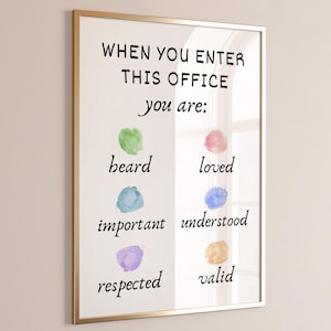When You Enter This Office Print Counselor Office Decor Therapy Psychotherapy Therapist Gift Counseling Office Door Art Calming Corner sign