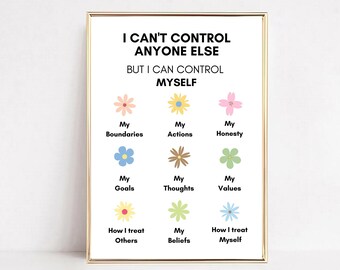 I Can't Control Digital Poster,Therapy Office Decor,What is in My Control Print,School Counselor,Counseling Room,Psychology,Calm Down Corner