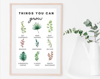 Self Growth Watercolor Art Print: Mindfulness Therapy Decor (Digital Download)