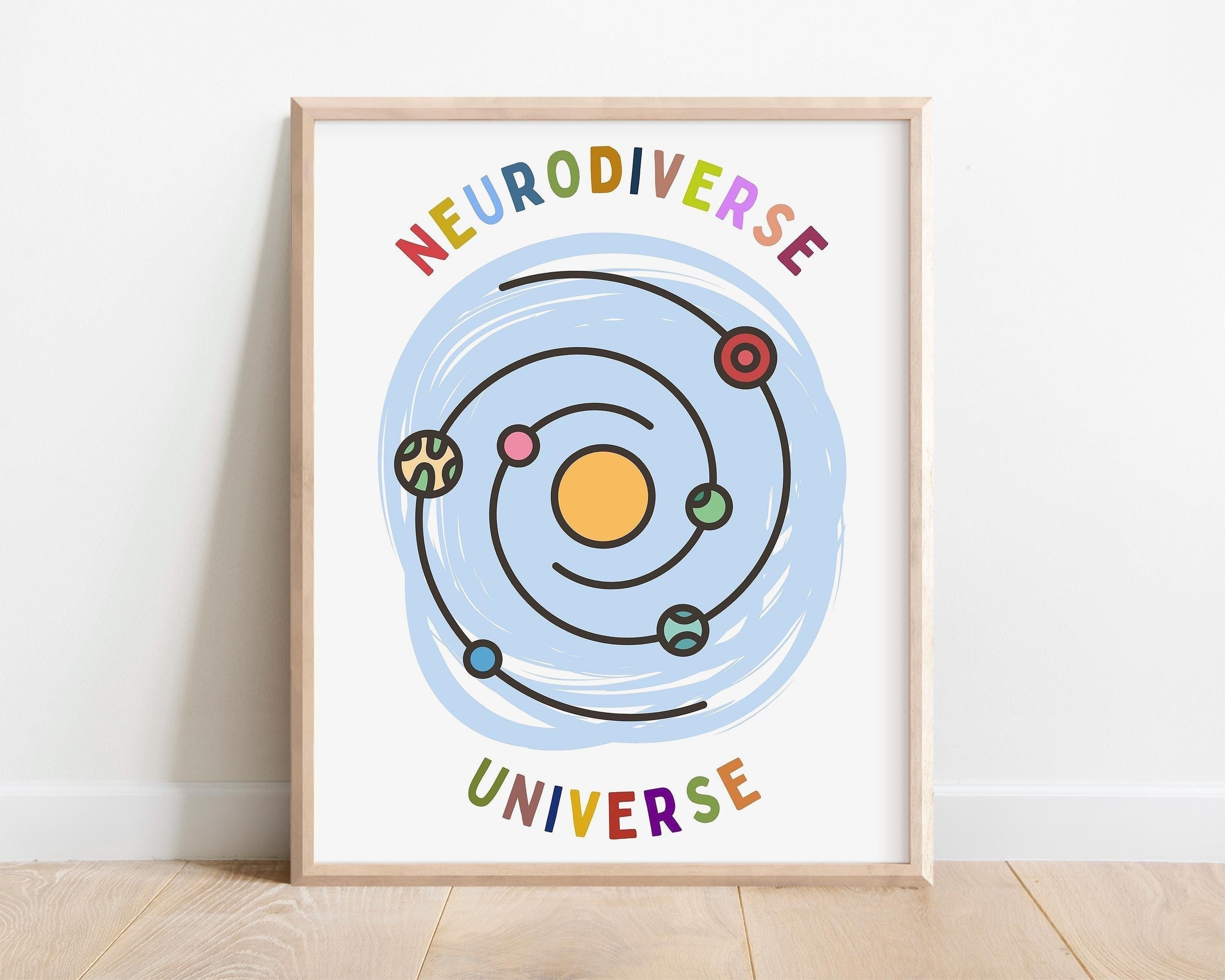 Neurodiverse universe Neurodiversity poster,inclusive decor,mental health support,Autism awareness decor therapist,Special Education Tool