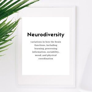 Neurodiversity Definition Digital Poster,We All Think Differently,Neurodivergent,Brain Art,Counseling Room,Disability Awareness,Adhd Art