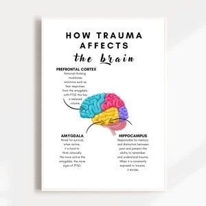 How Trauma Affects the Brain Poster, Therapy Office Decor,dbt Prints ...