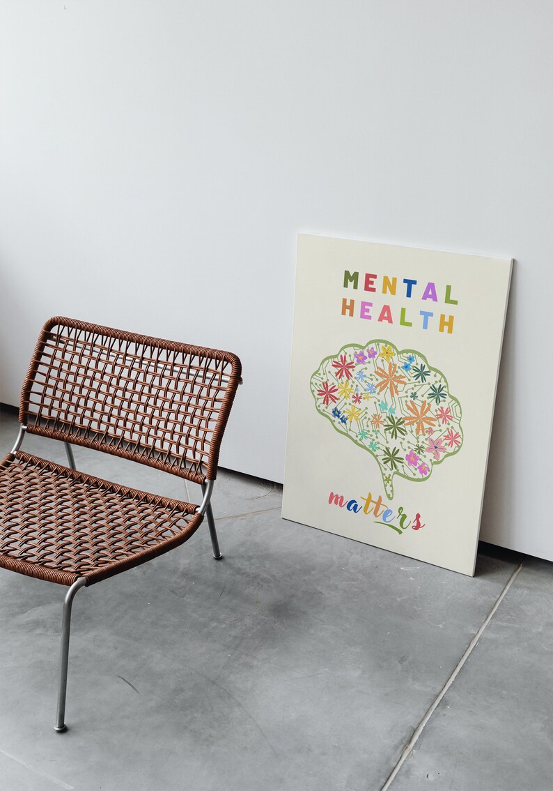 Mental health matters poster therapy office decor counsellor etsy